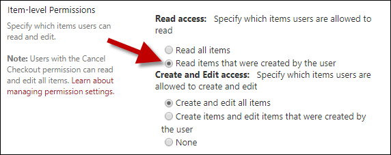 Item-level permissions