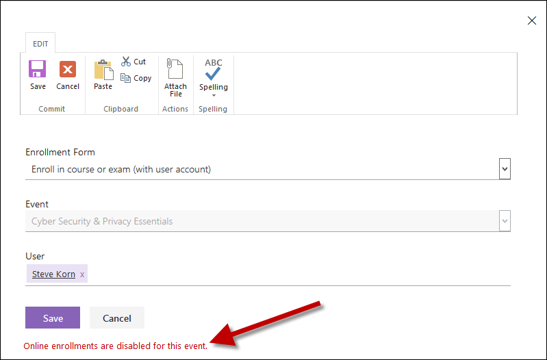 Online Enrollments are disabled