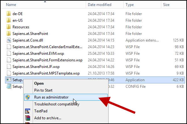 Run the setup as administrator