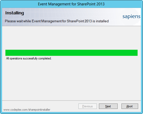 Installation successfully completed