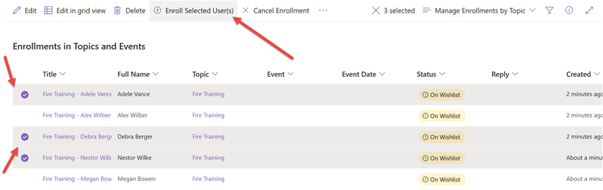 Add interested users - select users