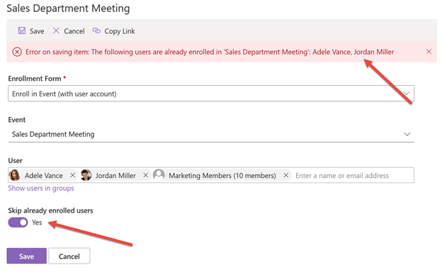 Enroll multiple users - skip already enrolled users