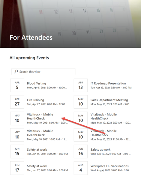 View upcoming events