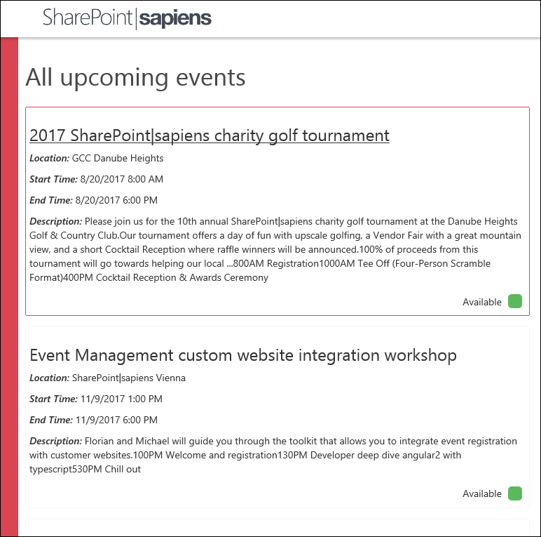 All upcoming shared events