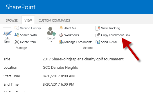 Copy enrollment link