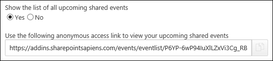 Display the list of events