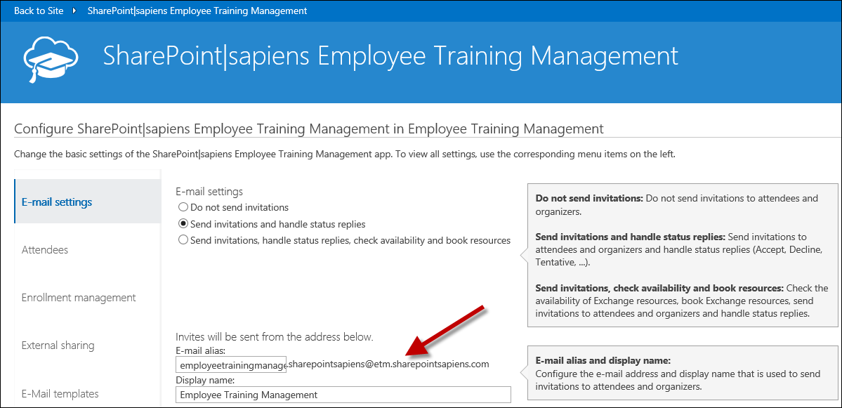 Employee Training Management Settings